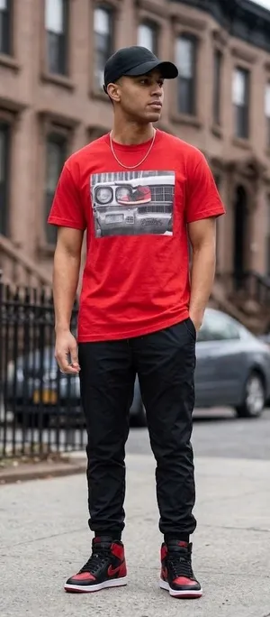 Sneaker Head Brooklyn Red Graphic T-Shirt Jordan Sneaker Streetwear Size Small thumbnail 1