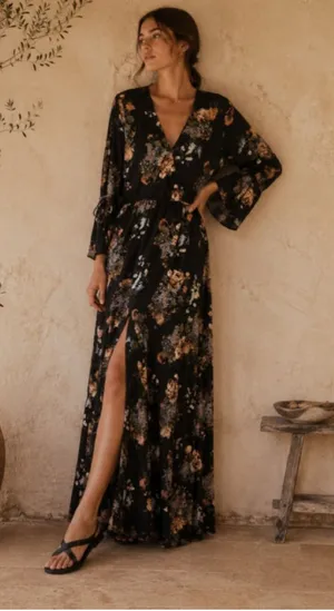 ROKOKO Black Floral Maxi Dress Size XL (22” PTP) NWT thumbnail 1