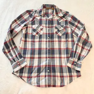 Wrangler Western Plaid Pearl Snap Shirt Womens Size S Red White Blue Cowgirl Y2K thumbnail 1