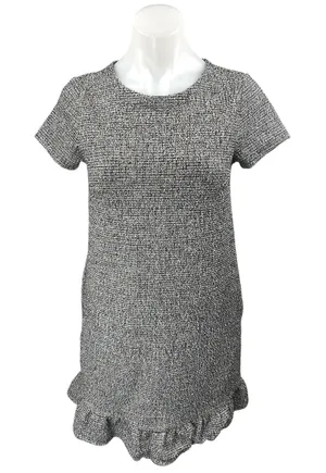 Ann Taylor LOFT Gray Short Sleeve Crew Neck Ruffle Mini Shift Dress Size XS thumbnail 1