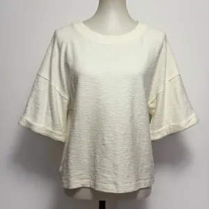 Easel Top Medium Cream Textured Crossover Tulip Back Short Sleeve ET22276 thumbnail 3