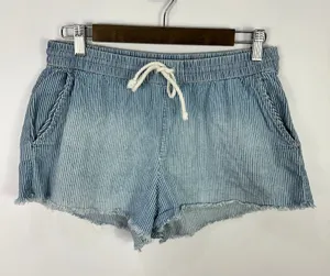 Aerie Striped Denim Drawstring‎ Shorts Light Wash Beachy Boho Coastal Cowgirl thumbnail 1