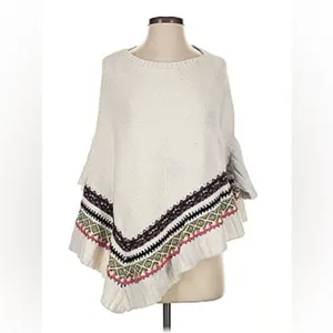 ANTHROPOLOGIE X Sleeping in Snow Woodland Fair Isle Pullover Poncho Size XS/S thumbnail 4