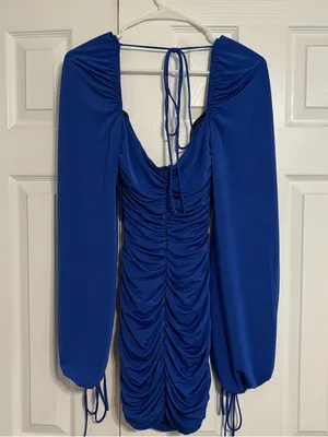 Lucy In The Sky Deep V Shimmer Dress Blue thumbnail 2