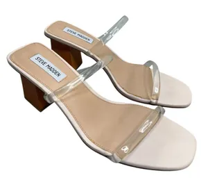 Steve Madden Sandals Womens Size 10 Pink PU‎ Upper Double Strap Open Toe Heels thumbnail 1
