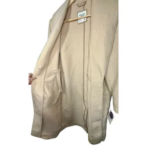 Abercrombie & Fitch Tan Cream Wool Collared Overcoat Pea Coat Jacket Womens Sz M thumbnail 5
