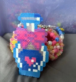 “Drink Me” Bow Pink Alice n Wonderland 3D Kandi Cuff for Music Festivals EDC thumbnail 1