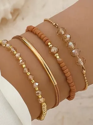 4Pcs Glass Wayerproof Bracelets Tan thumbnail 4