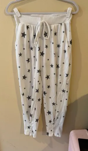 Altar'd State White Star Print Jogger Pants thumbnail 1