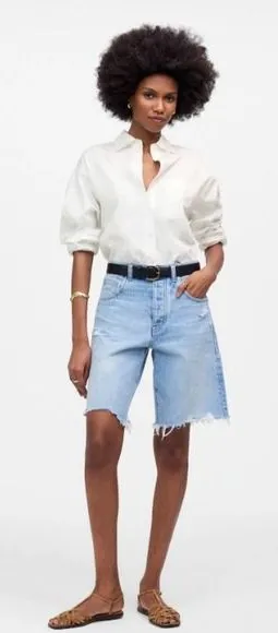Madewell Top Womens 2XS White Oversized Button Up Shirt Casual Cotton‎ NU392 thumbnail 1