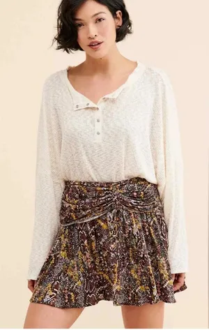Free‎ People Saturday Sun Mini Skirt mixed print size 8 thumbnail 1