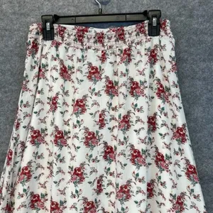 CHELSEA & VIOLET Skirt Large White Red Floral Tie Elastic Waist Handkerchief Hem thumbnail 12