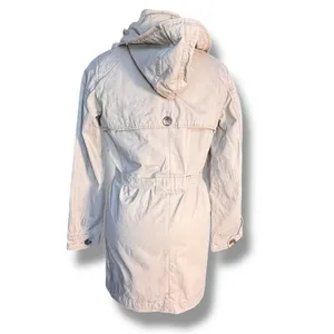 Gap‎ Beige Cotton Hooded Trench Coat Utility Jacket Women Small Lightweight thumbnail 8