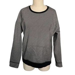 Lululemon Keep Up Crew Size 6 Black Stripe Cotton Fleece Athleisure Sweatshirt thumbnail 4