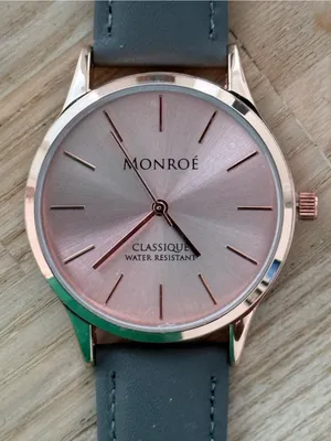 Monroe Classique by Maestro Luxury Watch Rose Gold Dial Gray Leather Strap NWOT thumbnail 1