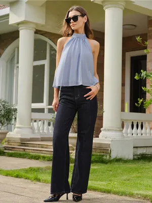 Rihoas Blue Turtle Ruched Tie Tank Top thumbnail 2