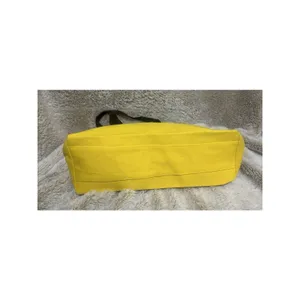 Abercrombie & Fitch Tote Bag Yellow & Brown Canvas Cotton Logo Moose Embroidery thumbnail 5