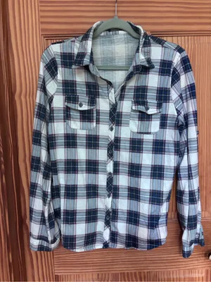 Classic Navy Plaid Button-Up Shirt thumbnail 1