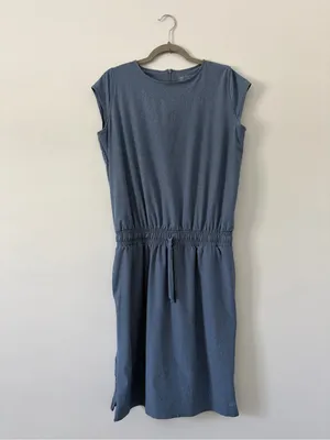 Albion Fit Cap Sleeve Chambray Going Places Athleisure Travel Casual Mini Dress M thumbnail 2