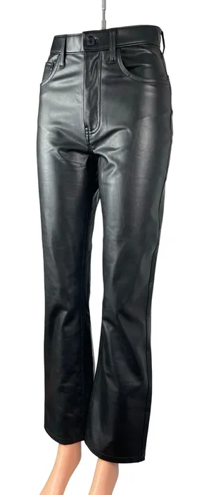 Abercrombie & Fitch 90s Straight Ultra High Rise Black Faux Leather Trousers 2 thumbnail 1