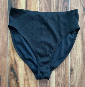 Missguided NWT Black Ribbed High Waisted Bikini Bottom Mix & Match Size 6 thumbnail 3