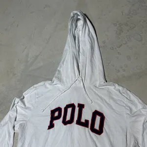 Polo Ralph Lauren Women's White Pullover Hoodie Big POLO Patch SZ L Lightweight thumbnail 2