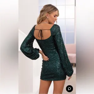 NEW! LUCY IN THE SKY Sequins Dress in Emerald Green M‎ thumbnail 3