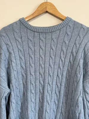 Cotton On Blue Cable Knit Crewneck Sweater Jumper Size Medium Box Fit thumbnail 4
