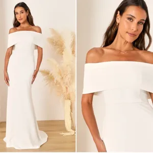 LULUS Bridal Wedding Chic Minimalist Mermaid Trumpet Off the Shoulder Gown thumbnail 6