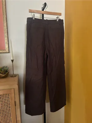 Madewell Slouchy Straight Pant Drapey Twill Wide Leg Trousers Linen Brown Size 6 thumbnail 6