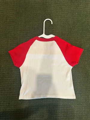 Brandy Melville Red/White Cropped Baby Tee thumbnail 2