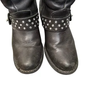 HARLEY DAVIDSON Sz 7 Macie rhinestone Studded Strap Leather Riding Boot Moto thumbnail 2