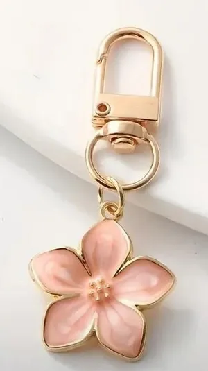 Pink Gold Flower Keychain thumbnail 1