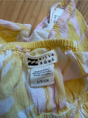 Billabong Yellow Palm Print Hey There Tie Strap Cami Top Crop Small thumbnail 3