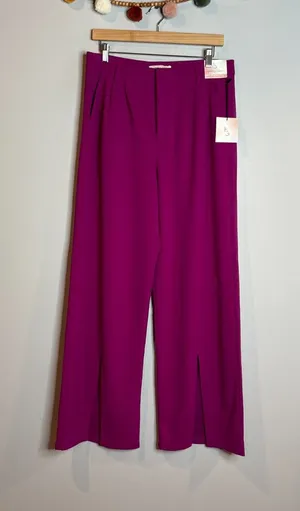 NWT Happily Grey magenta wide leg split leg trouser pants thumbnail 1