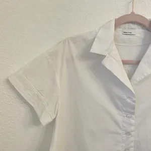 Mabel Frost Tanvi Top Button Up Shirt S Cropped Boxy Oversized Minimalist Spain thumbnail 4