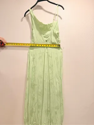 For Love & Lemons Llana Satin Midi Dress Elegant Feminine Lime Green Size S thumbnail 4