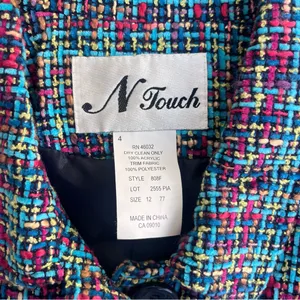 Vintage Women's Classic Multicolor Tweed Blazer 12 Blue thumbnail 2