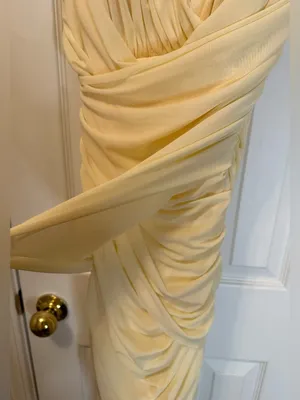 JLUXLABEL Ruched Buttery Cream Spaghetti Strapped Dress/Gown thumbnail 10