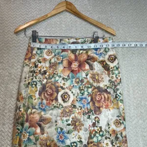 Zara Women's Floral Straight Cotton Blend Vintage-style‎ Skirt Size Small thumbnail 4