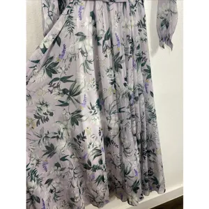 Ivy City Co Sweet Caroline Floral Maxi Dress Size M Lavender Wrap Smocked Sleeve thumbnail 4