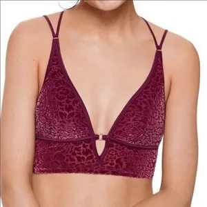 Victoria`s Secret Pink Lightly Lined Bralette Velvet Size Large‎ Vamp Red thumbnail 1