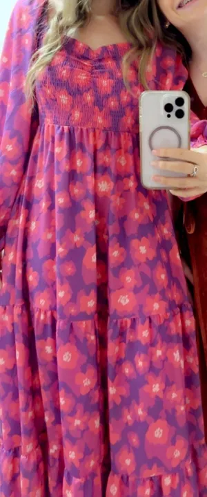 Long Flowery Dress Pink thumbnail 2