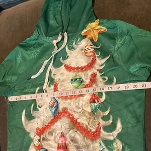 Adult Unisex Christmas Hoodie with Cat & Christmas Tree Size S/M NEW thumbnail 4