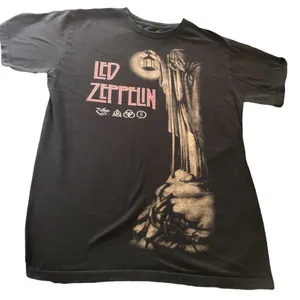 VTG 90’s Led Zeppelin Black Tee Rock Band Shirt Size S thumbnail 1
