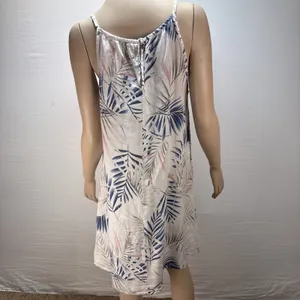 Lungo L'arno Tropical Floral Linen Mini Dress‎ Sundress Size M Spaghetti Strap thumbnail 4