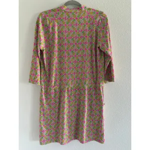 Ibkul Dress Medium Pink Pineapple‎ 3/4 Sleeve Mock Neck Stretch Golf Tennis UPF thumbnail 3