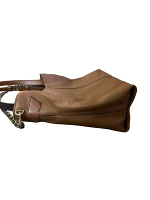 Michael Kors Downtown Astor Large Brown Pebbled Leather Shoulder Bag Chain Strap thumbnail 11