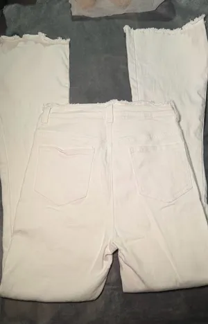 Shein White Lace-Up Flare High-Waisted Front Jeans thumbnail 7