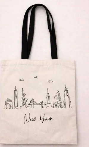 NYC New York Skyline Canvas Tote Bag Travel Souvenir Reusable Shopper thumbnail 1